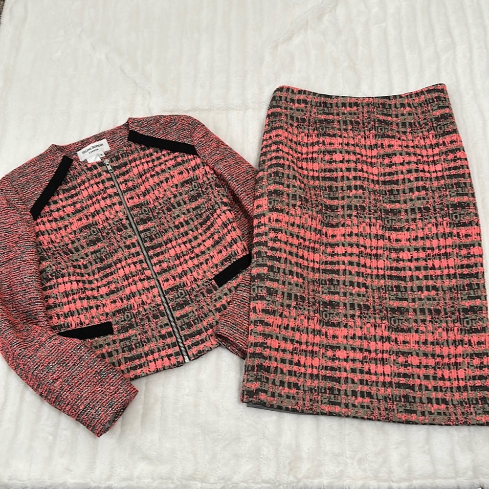 Helene Berman Pink and Black Skirt Set